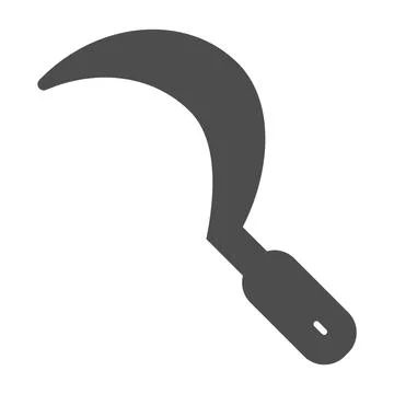 Sickle solid icon, farm garden concept, Reaping hook sign on white background Stock Illustration