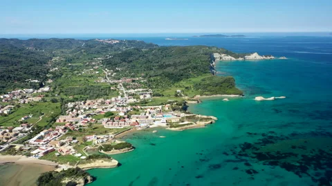 Sidari Corfu DJI Mavic 2 Pro Drone Flight over Ocean Water North Corfu Kerkyra 스톡 동영상 230312732