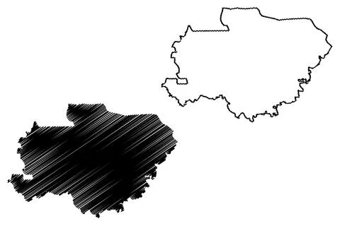 Siddharthnagar district (Uttar Pradesh State, Republic of India) map vector i Stock Illustration