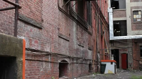 Side Of An Abandoned Building Stock Footage 47462045