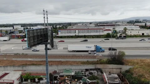 Side Aerial Of the 91 Freeway Stock Footage 242835992
