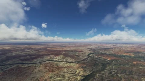 Side aerial drone view of the Barkly Tableland. Northern Territory in Australia Stockbeeldmateriaal 250084604