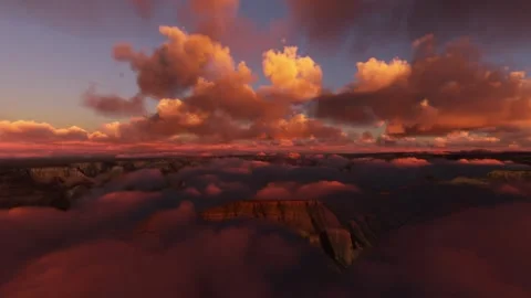 Side aerial drone view at sunset of the Grand Canyon of Colorado in Arizona Video stock 241835637