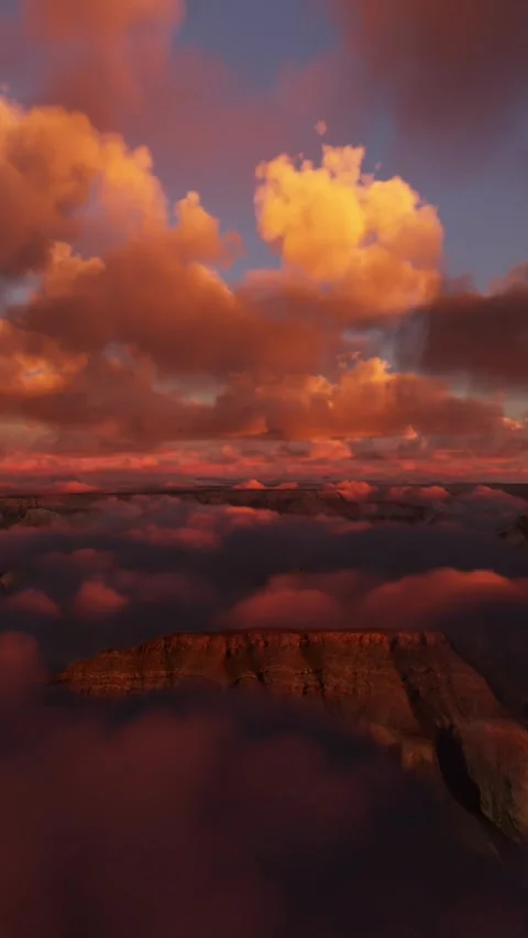 Side aerial drone view at sunset of the Grand Canyon of Colorado in Arizona Video stock 284491400
