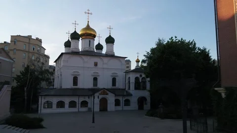 Side aerial pass rising into monastery reveal Stock-Footage 322934106