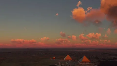 Side aerial sunset drone view of the Great Pyramid of Historic Giza. Egypt Video stock 269878228