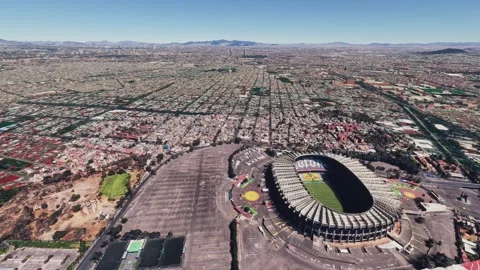 Side aerial view of Estadio Azteca or Azteca Stadium in Mexico City. Mexico 스톡 동영상 327174860