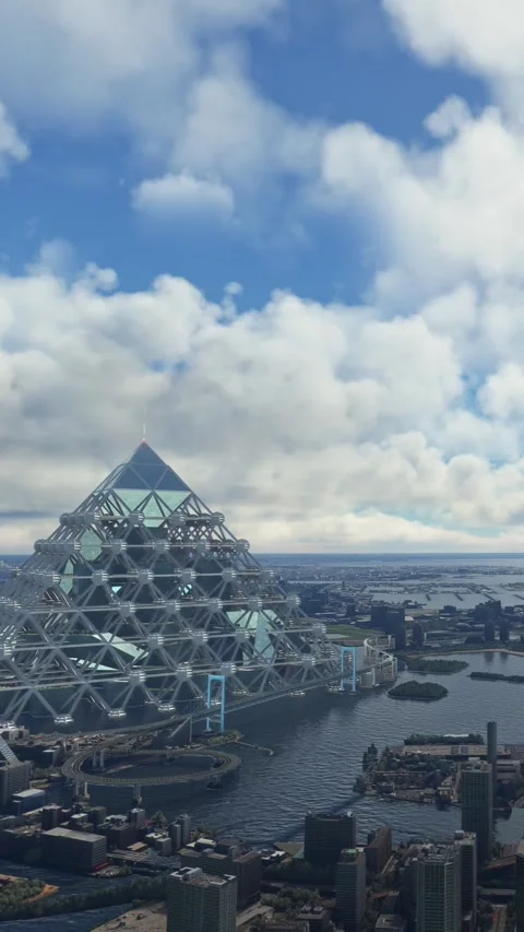 Side aerial view of the futuristic city of Tokyo in Japan Stock Footage 284883653