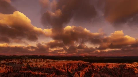 Side aerial view at sunset of Bryce Canyon National Park in Utah. USA Video stock 213975282