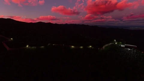 Side aerial view at sunset of the Great Wall of China; Mutianyu; Beijing. China Stock Footage 240540942