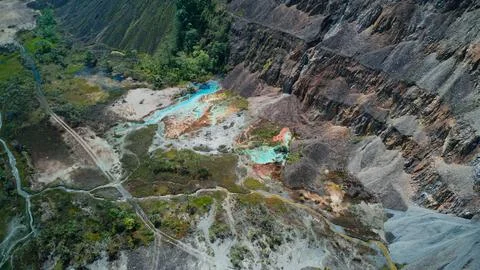 Side and Bottom of Copper Ore Mine Stock Photos