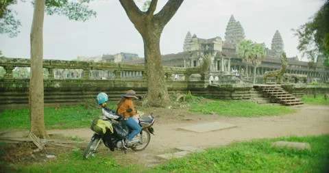 Side Angle of The Angkor Wat Temple at Siem Reap, Cambodia. Stock Footage 149019823