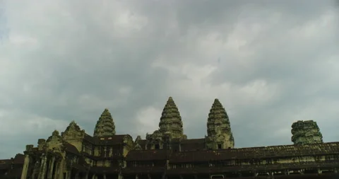 Side Angle of The Angkor Wat Temple at Siem Reap, Cambodia. Stock Footage 149020383
