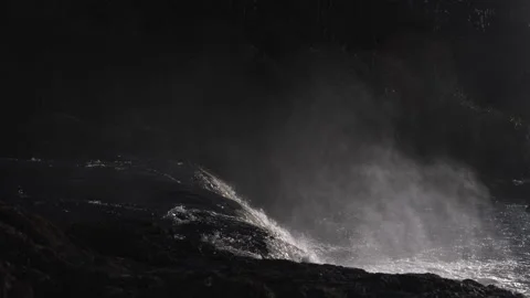 Side Angle Close Up View of Aasleagh Falls. Erriff, Ireland. 4K60 Stock Footage 239400761