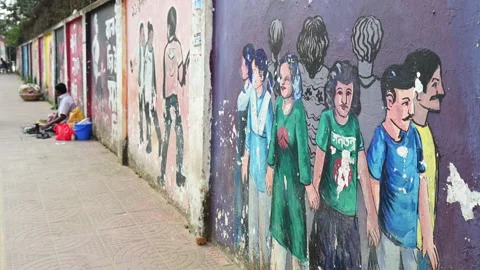 Side Angle Dhaka Campus Anti-regime Murals United Protest Sign Bangladesh Stock Footage 339804849