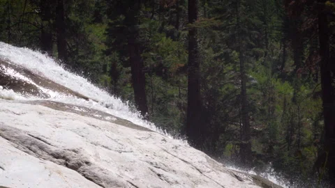 Side Angle of a Granite Waterfall Closeup Tail Stock Footage 251361296
