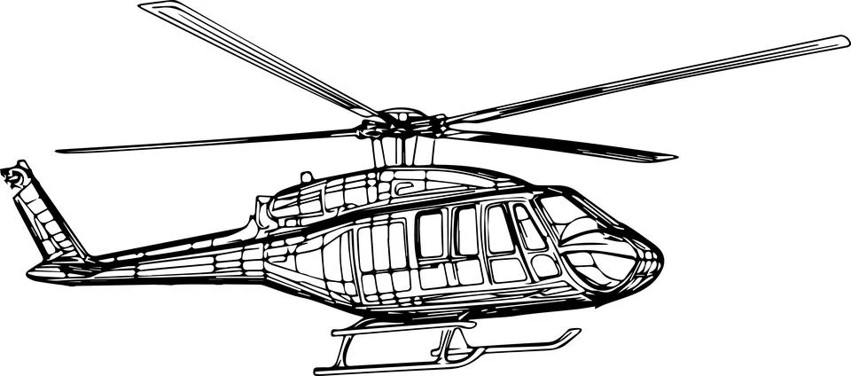 Side Angle of a Helicopter Stock Illustration