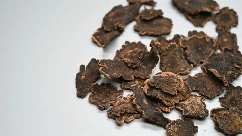 Side angle pan view herb XuanShen or Scrophulariae Radix or Figwort Root Stock Footage 145830845