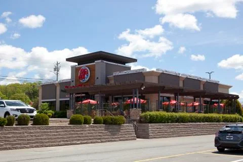 Side angle view of a Boston Pizza Stock Photos