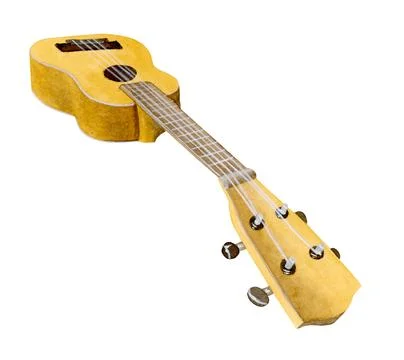Side angle view of an isolated yellow ukulele Stock Illustration