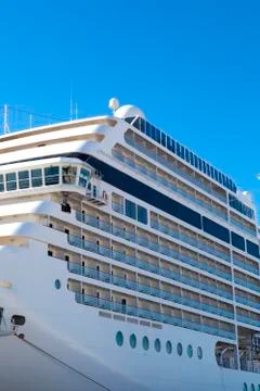 Side angle view on large cruise liner ship Stock Photos