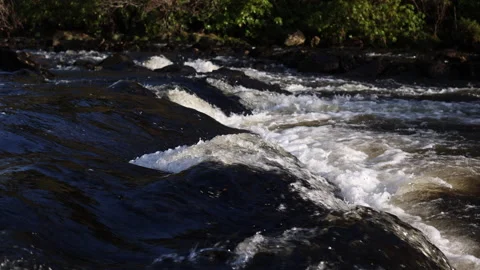 Side Angle View of a River Running From Aasleagh Falls, Erriff. Ireland Stock Footage 239400305