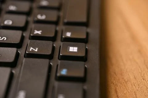 Side Angled Macro Close-Up of Black Computer Keyboard Keys with Shallow Dep.. Stock Photos