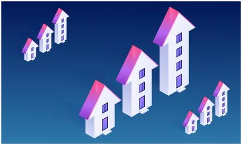 Up Side arrow with home effect on dark background Stock Illustration