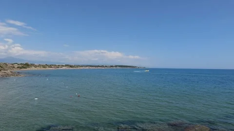 Side beach landscape view, a popular tourist resort town near Antalya, Turkey Stock Footage 333631891