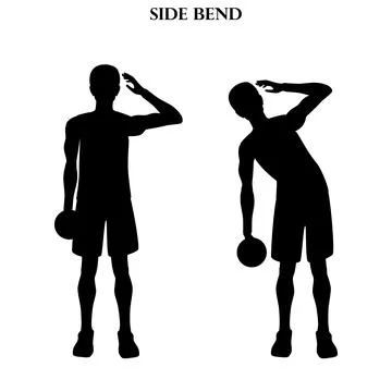 Side bend exercise strength workout vector illustration silhouette Stock Illustration