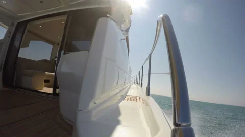 Side on board view of a boat navigating Stock Footage 62568839