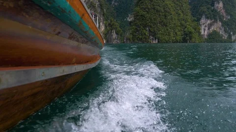 Side Of Boat On A Lake Stock Footage 120546002