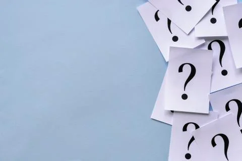 Side border of printed question marks on paper Stock Photos