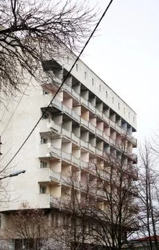 Side of building with balconies Stock Photos