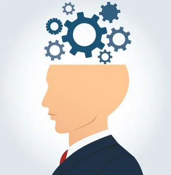 Side businessman head with gears vector background Stock Illustration