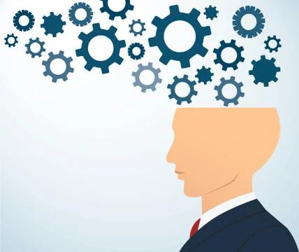 Side businessman head with gears vector background Illustrazione stock