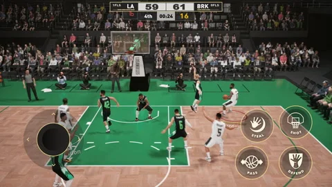 Side cam reveals gameplay depth in mobile basketball game animation Stock Footage 319711714