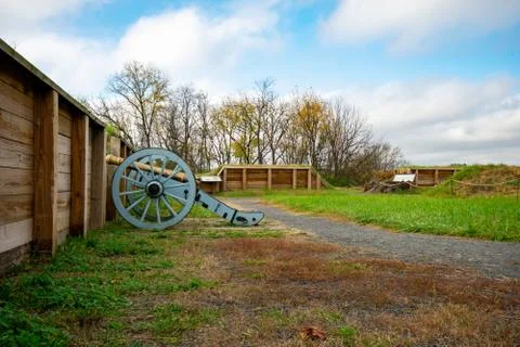 The Side of a Cannon in a Redoubt at Valley Forge National Historical Park Foto stock