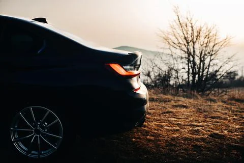 Side of the car with nice view Stock Photos