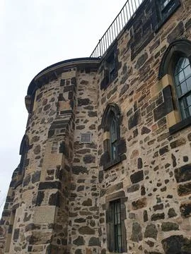 Side Castle Tower. Brick Texture Castle. Stock Photos