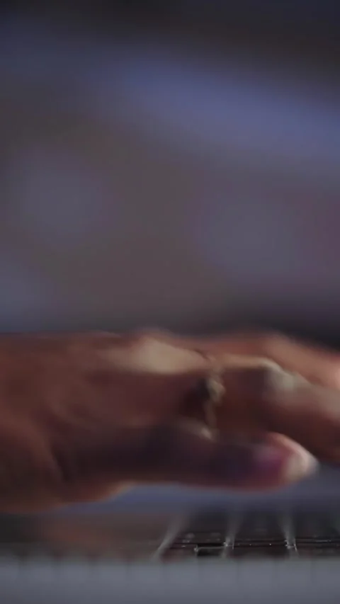 Side close-up hands young black woman unrecognizable typing on keyboard laptop Video stock 255913232