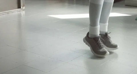 Side close up man skipping Stock Footage 75848302