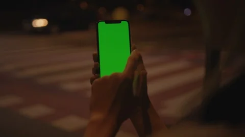 Side close-up of woman interacting with vertical mobile phone mock-up blank Stock Footage 117547824