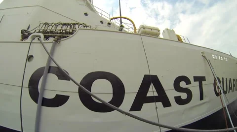 Side of Coast Guard Ship Stock Footage 58823821