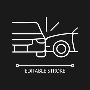Side collision white linear icon for dark theme Stock Illustration
