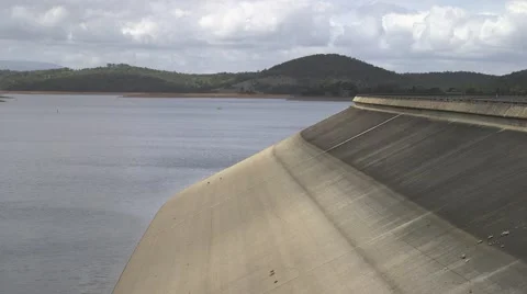Side of a Dam wall with low water Stock Footage 61511235