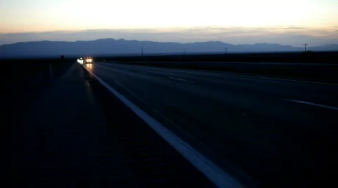On the side of Desert Highway at Night Stock Footage