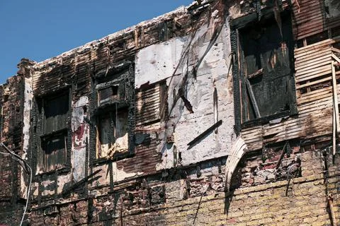 Side of destroyed building Stock Photos