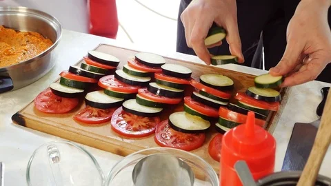 Side dish of baked vegetables Stock Footage 105398882