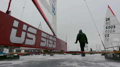 The side of a DN iceboat Stock Footage 158902393
